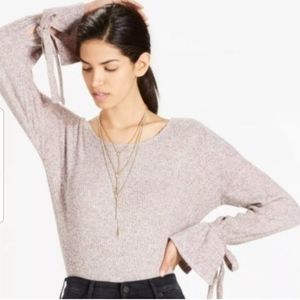 Lucky brand ribbed long tie sleeve top